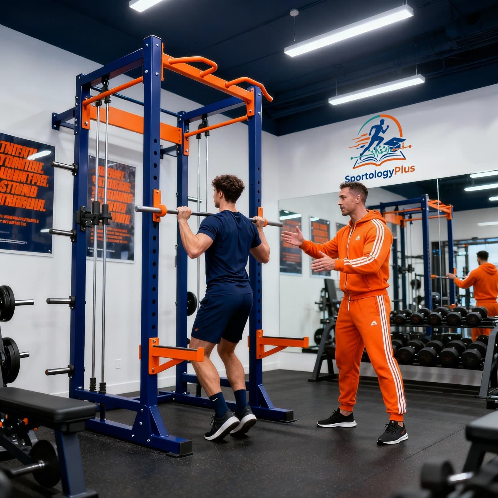 Athletes training in a gym with professional equipment