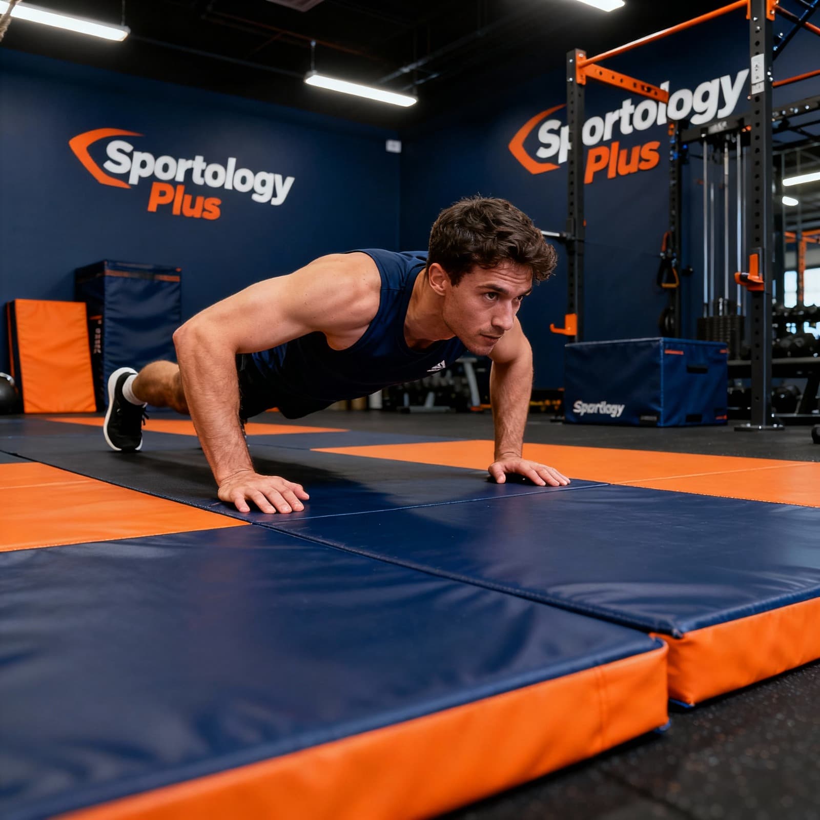 Athletes training together in a modern gym